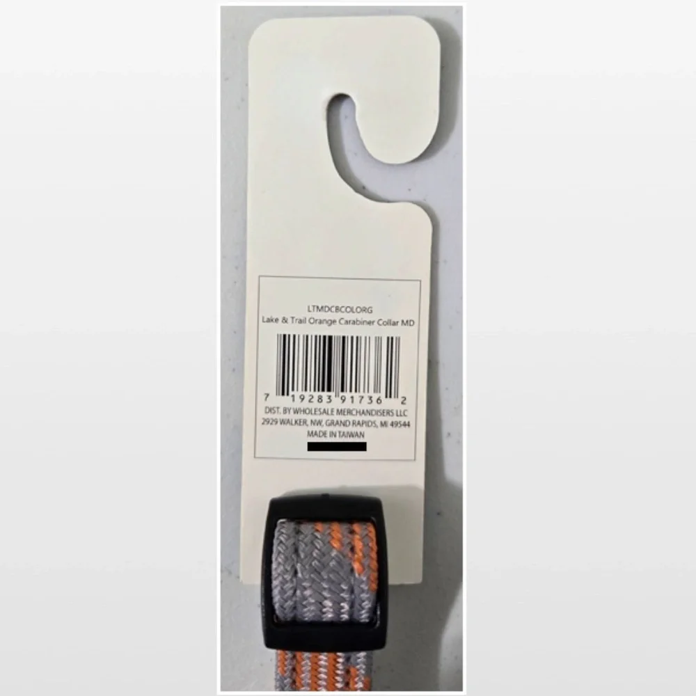 New Lake & Trail Dog Collar Medium Adjustable Pet Animal Grey Orange NWT